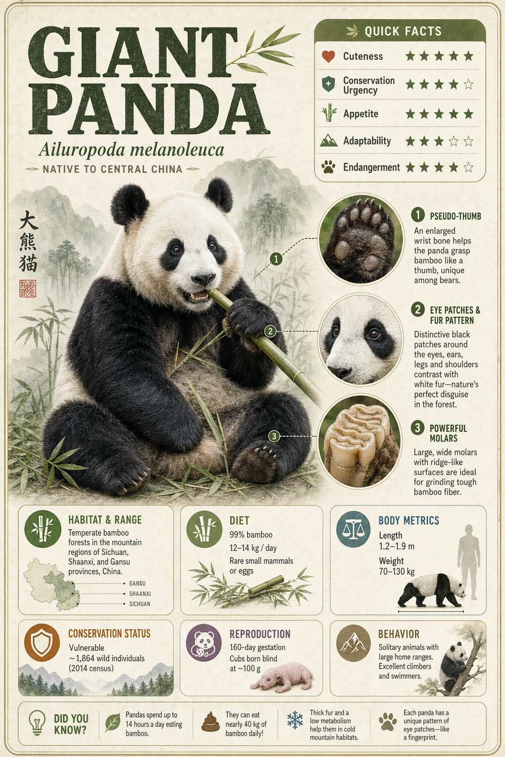 Giant Panda encyclopedia-style infographic