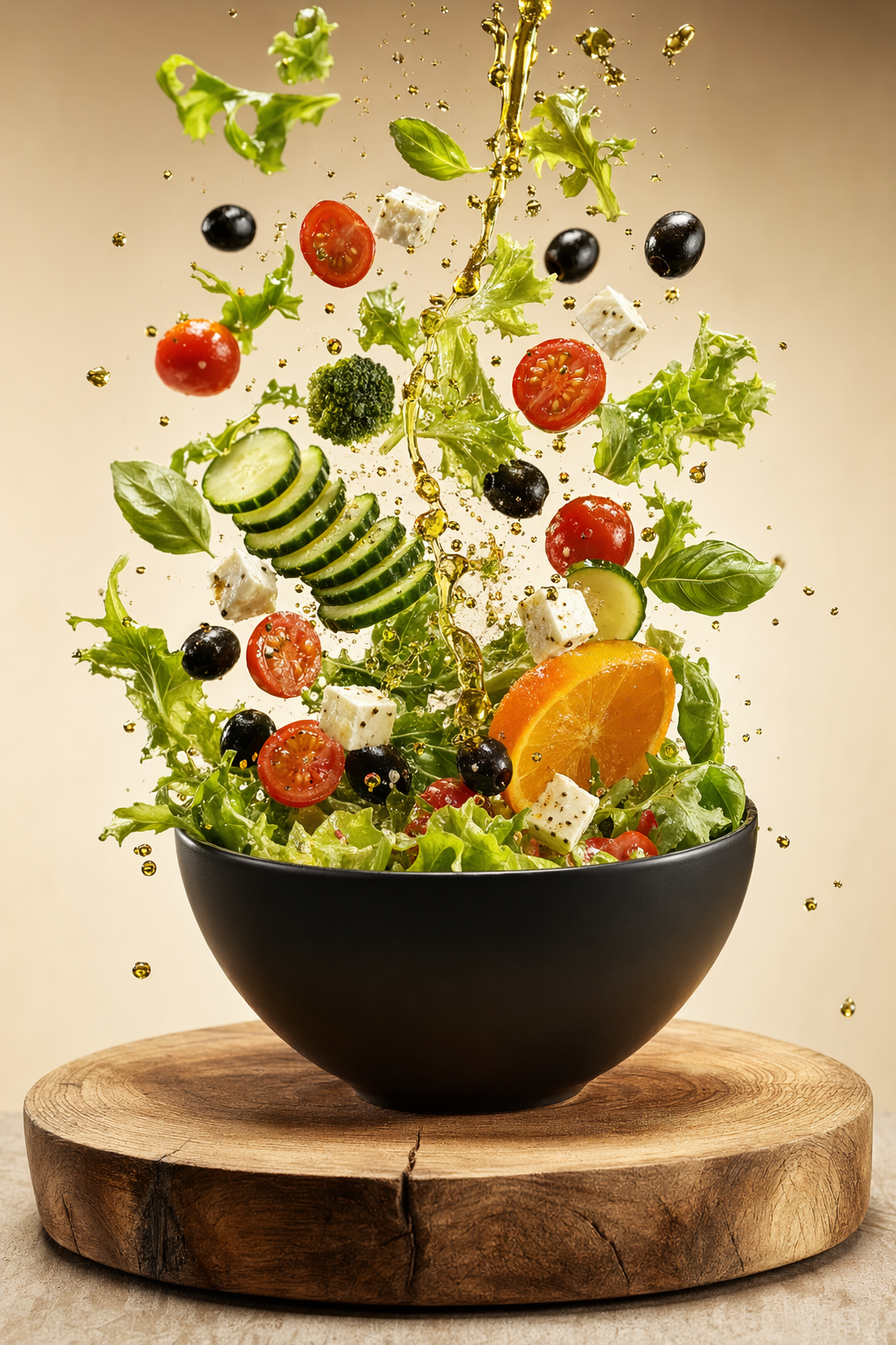 Salad explosion food photography