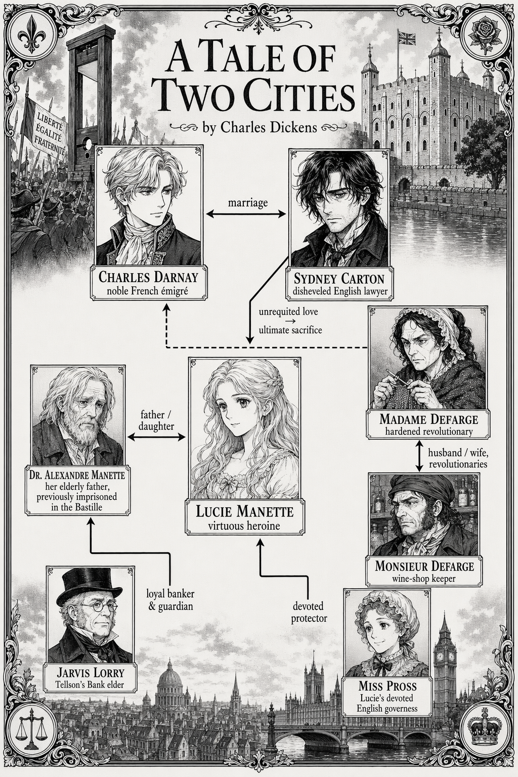 A Tale of Two Cities manga relationship map