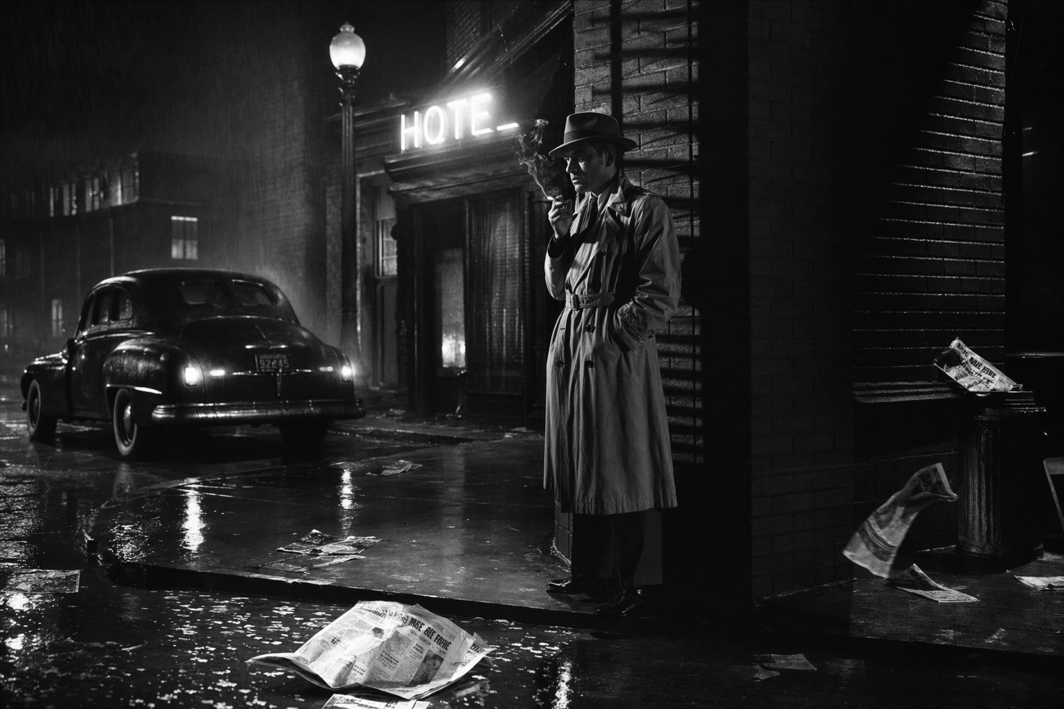 1940s film-noir detective photo