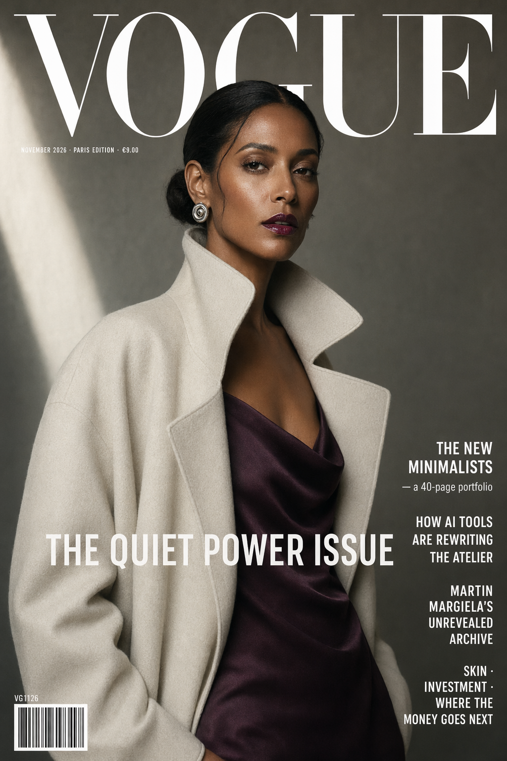 Vogue-style fashion magazine cover