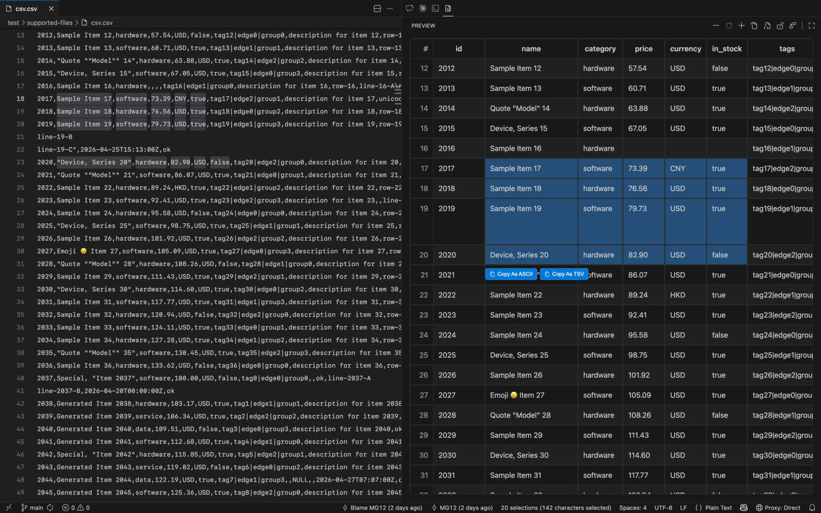 CSV / TSV
