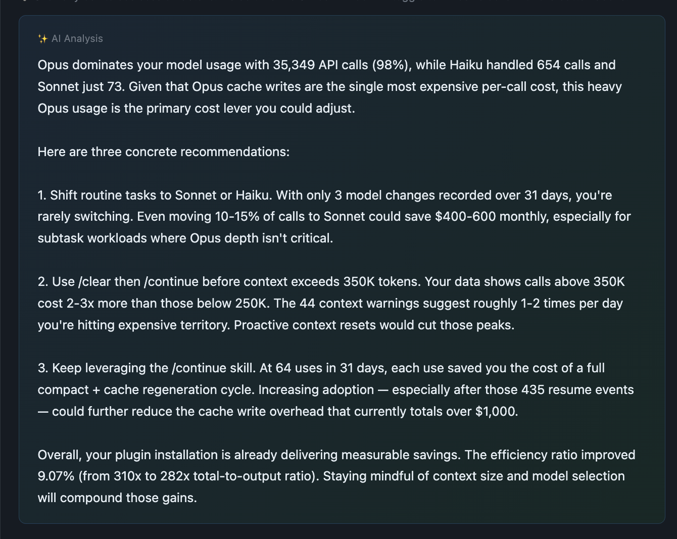 AI analysis — recommendations