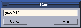 Screenshot of the run dialogue window (GTK+3 version)