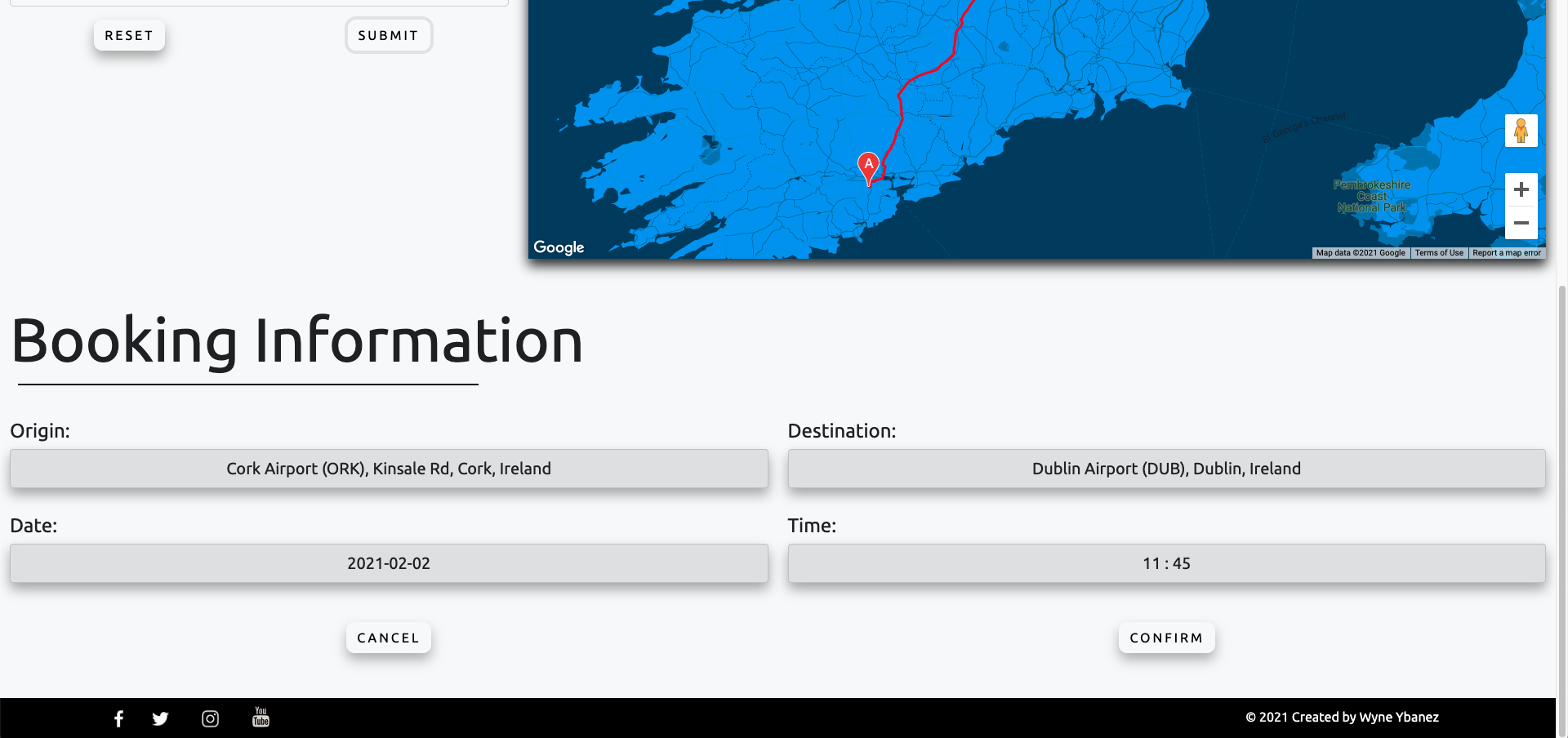 Screenshot of Map - Booking Summary