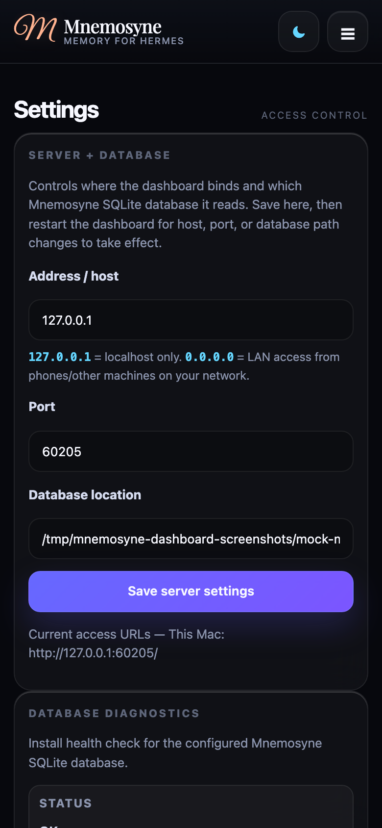 Mobile dark settings