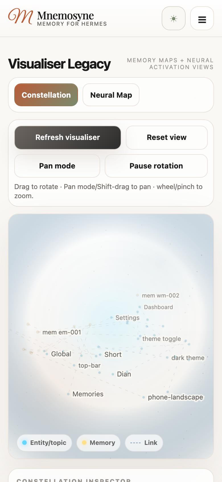 Mobile light Visualiser constellation