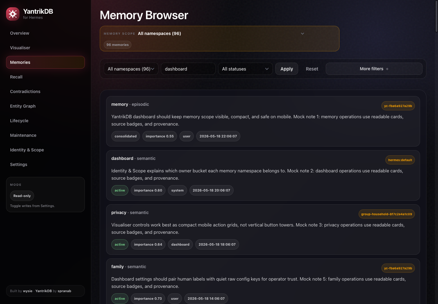 Desktop memory browser