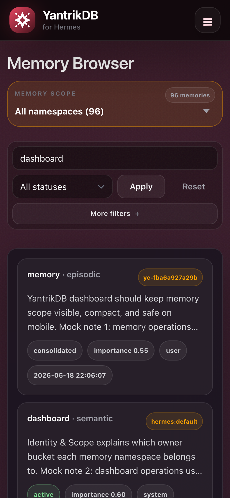 Mobile memory browser