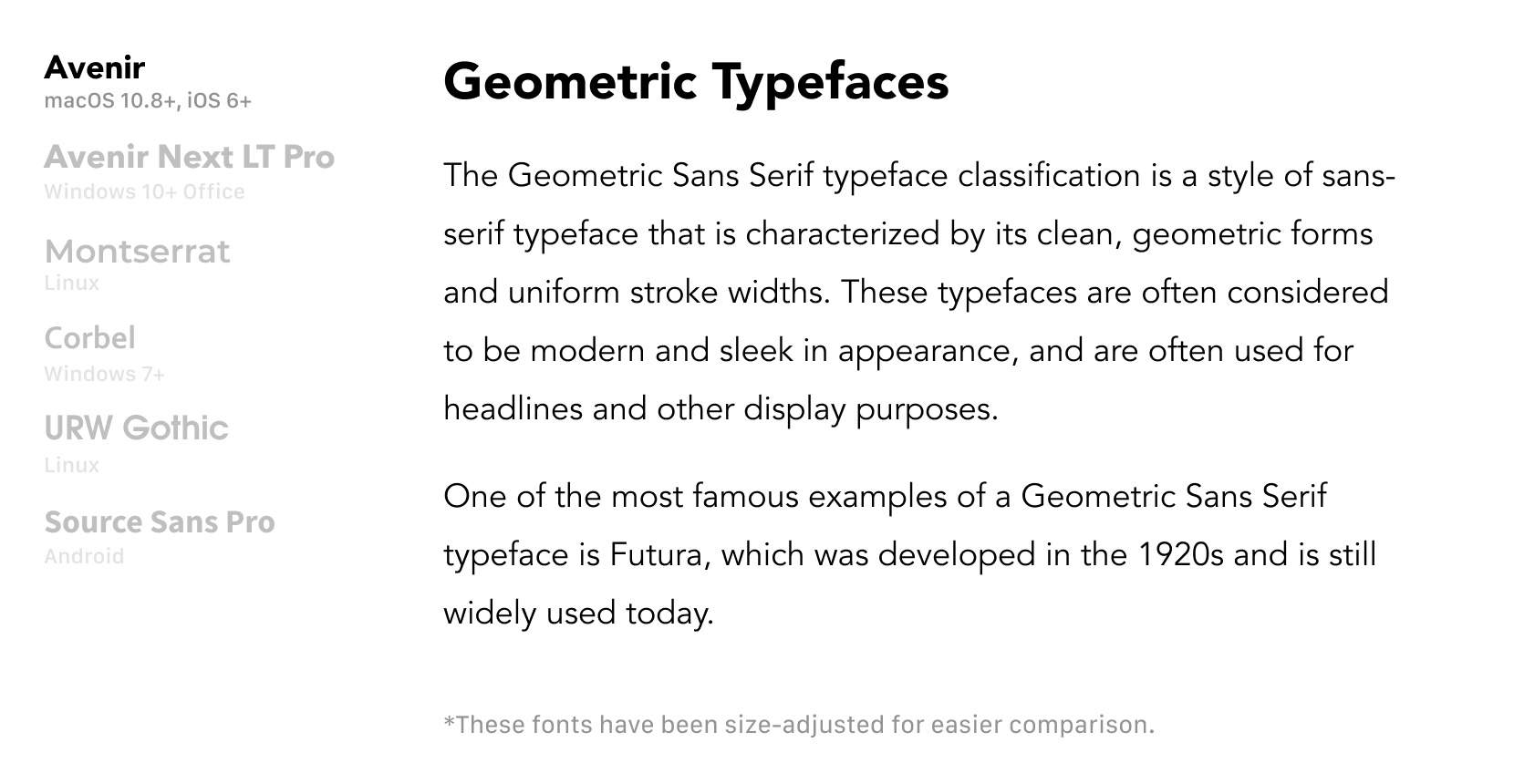 Geometric Humanist Font Rendering