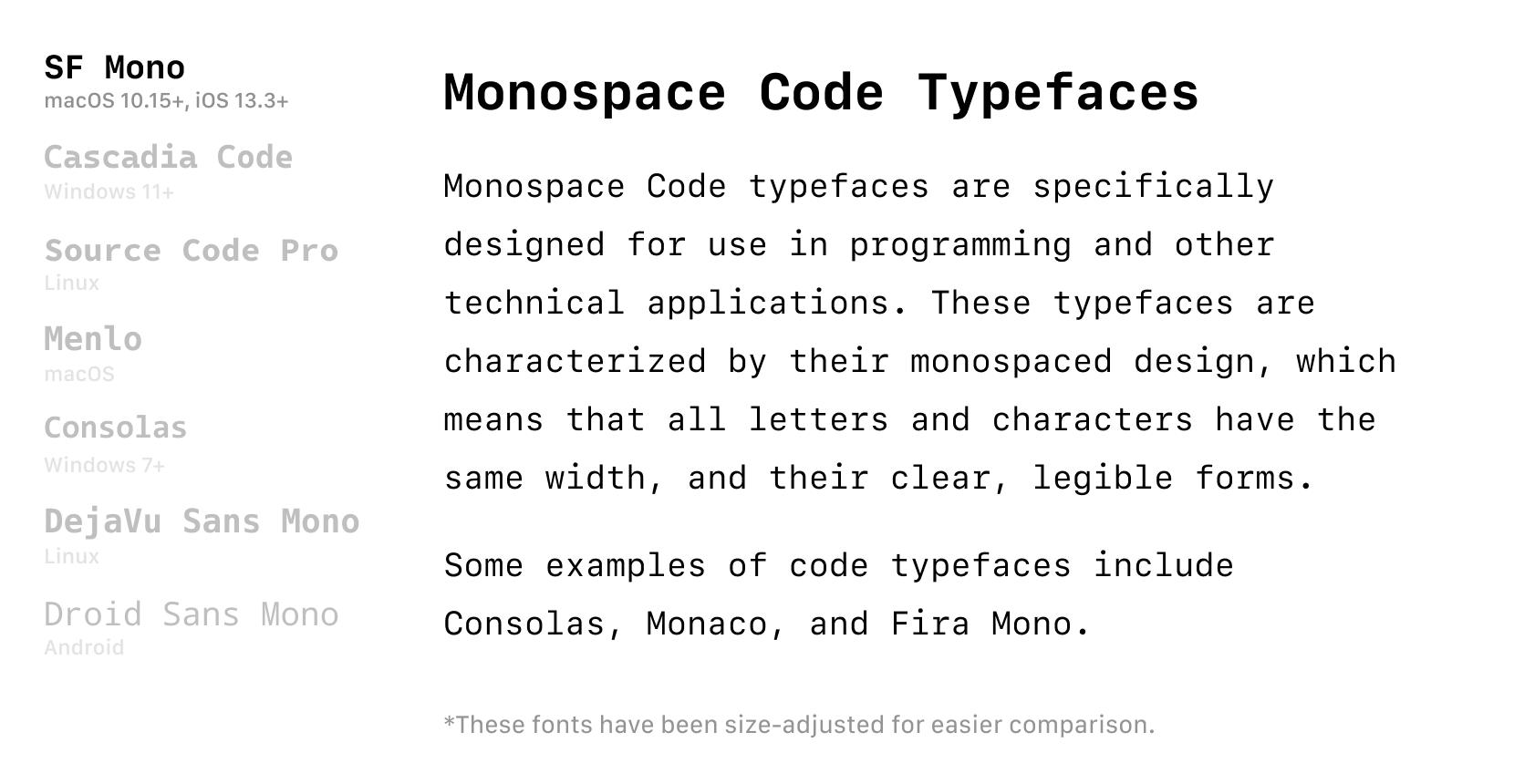 Monospace Code Font Rendering
