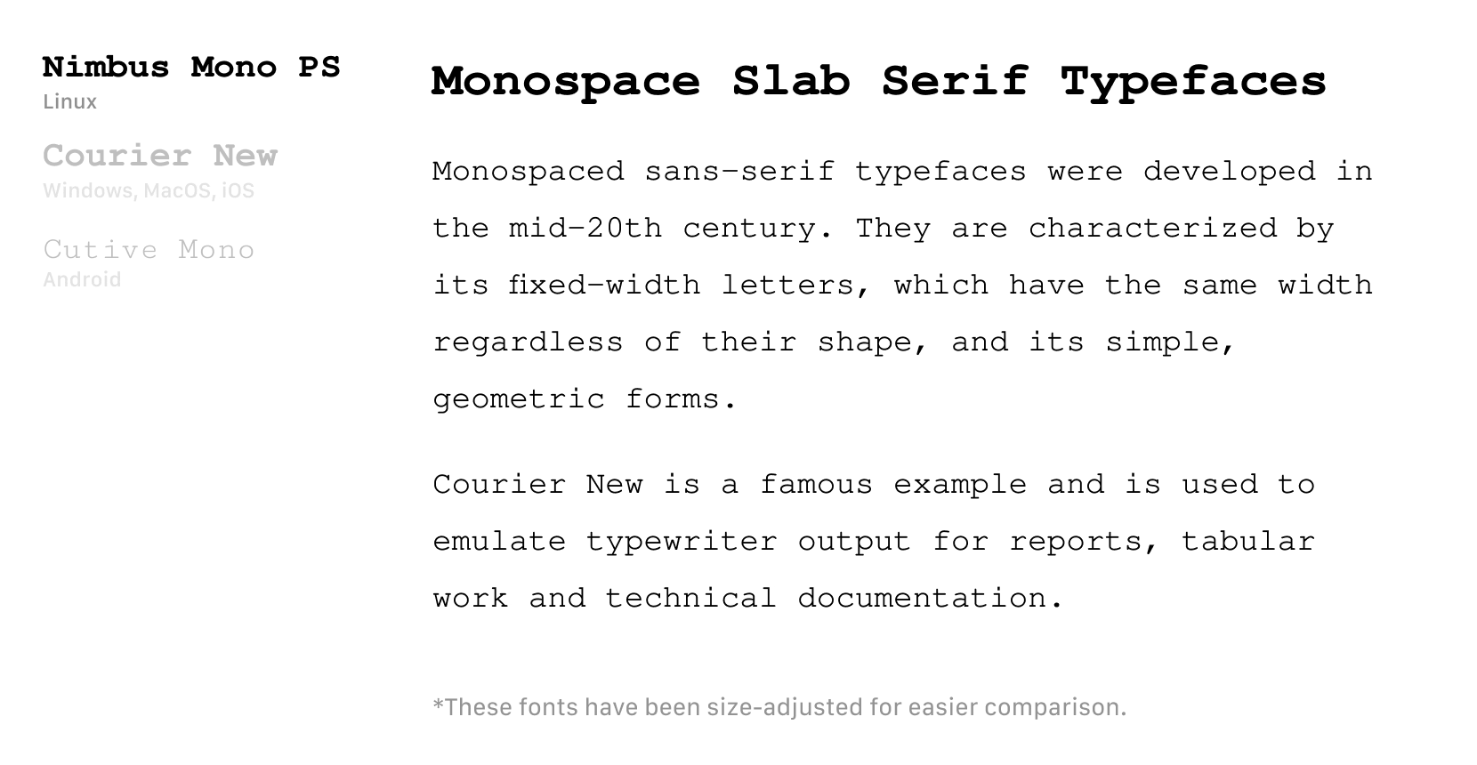 Monospace Slab Serif Font Rendering
