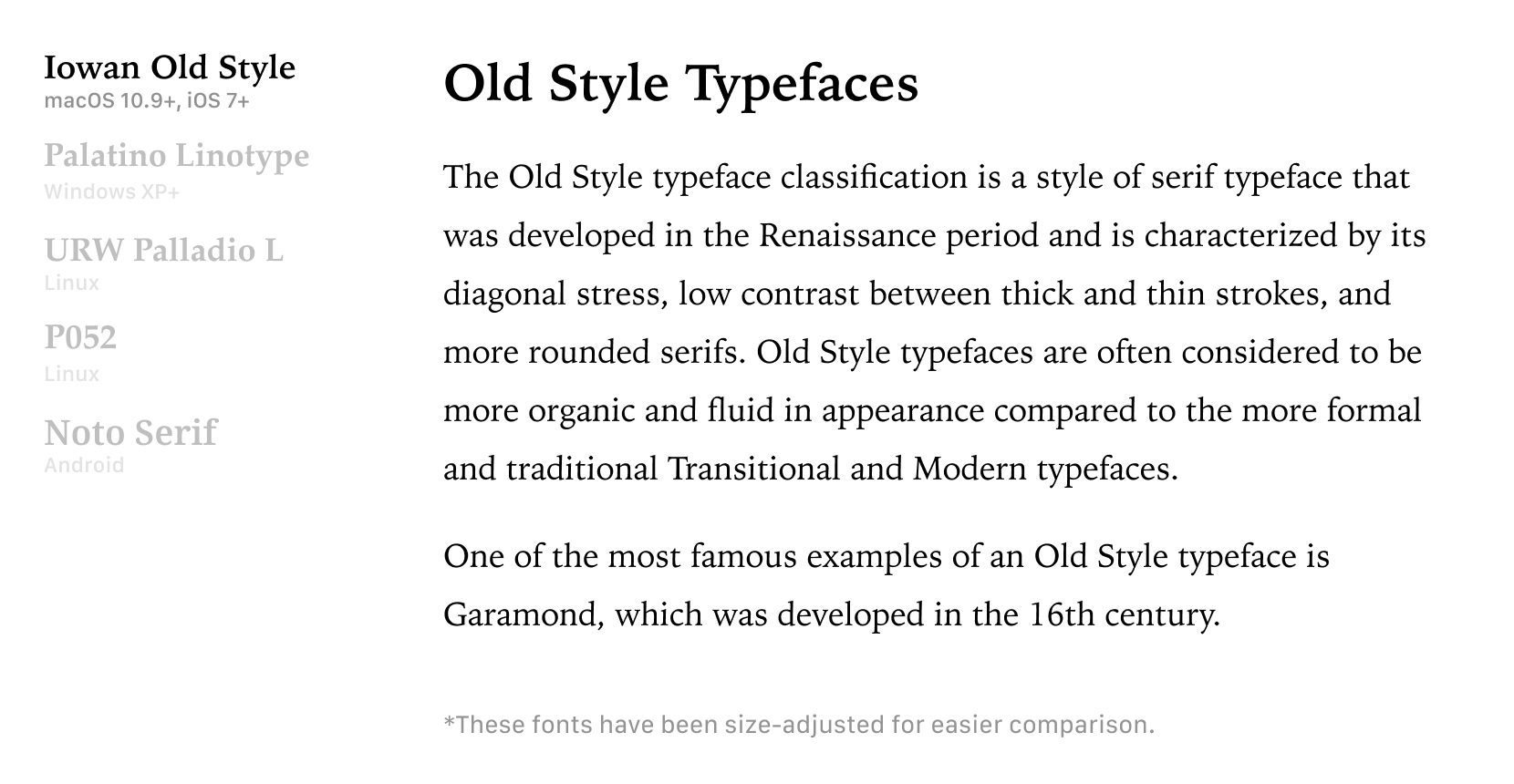 Old Style Font Rendering