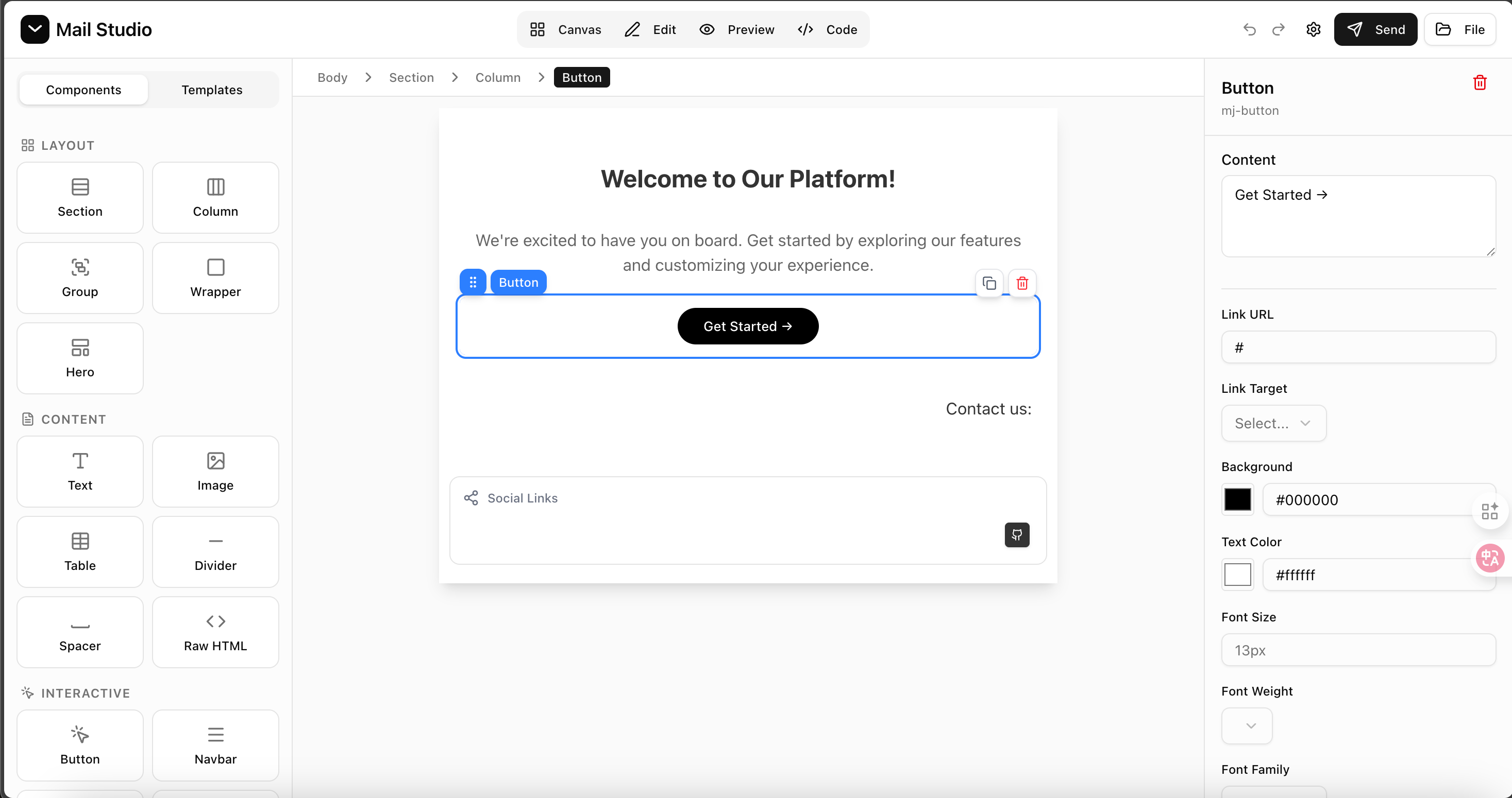 A modern email editor, easily create beautiful and responsive email.