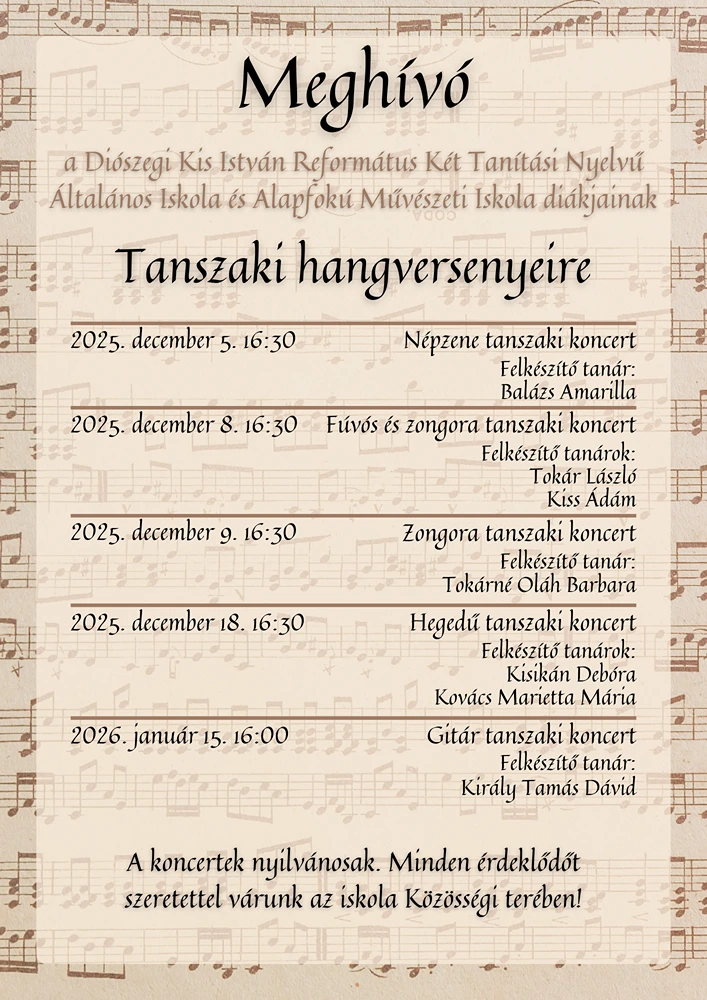 Tanszaki hangversenyek