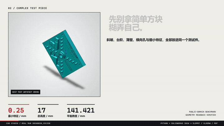 代码驱动 SolidWorks 生成复杂测试件与 GB/T 工程图