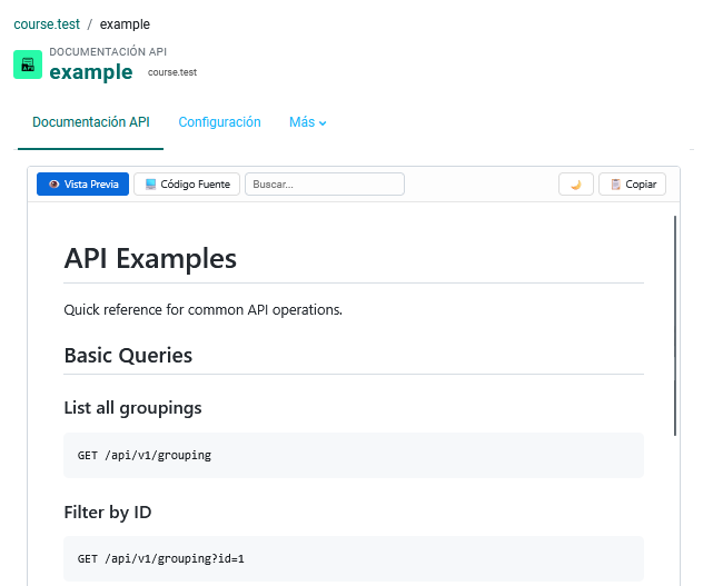 ApiDocs: Módulo de Moodle para Documentación de APIs - Captura 2