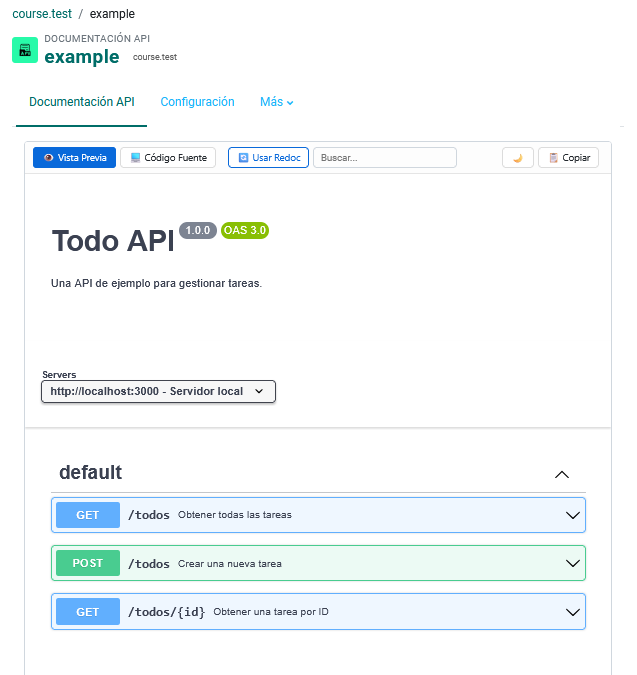 ApiDocs: Módulo de Moodle para Documentación de APIs - Captura 3
