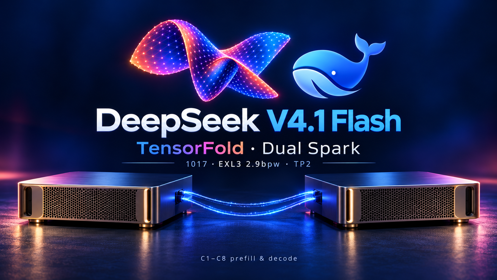 DeepSeek-V4.1-Flash-1017-EXL3-2.9bpw on dual Spark with TensorFold and vLLM