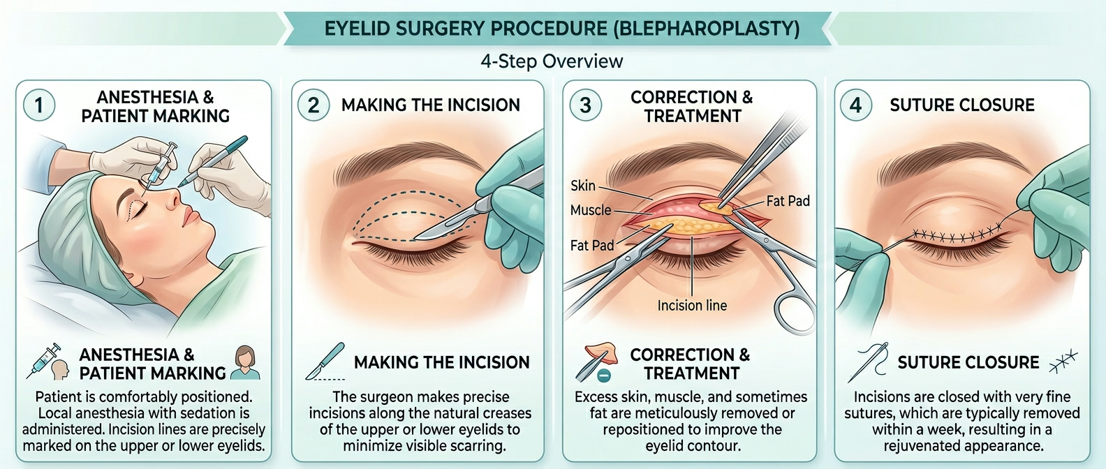 Eyelid Surgery procedure steps - Eyelid Surgery in Huntington Beach CA