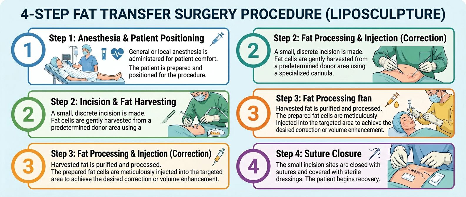 Fat Transfer Surgery procedure steps Fat Transfer Surgery procedure steps - Fat Transfer Surgery in Huntington Beach CA