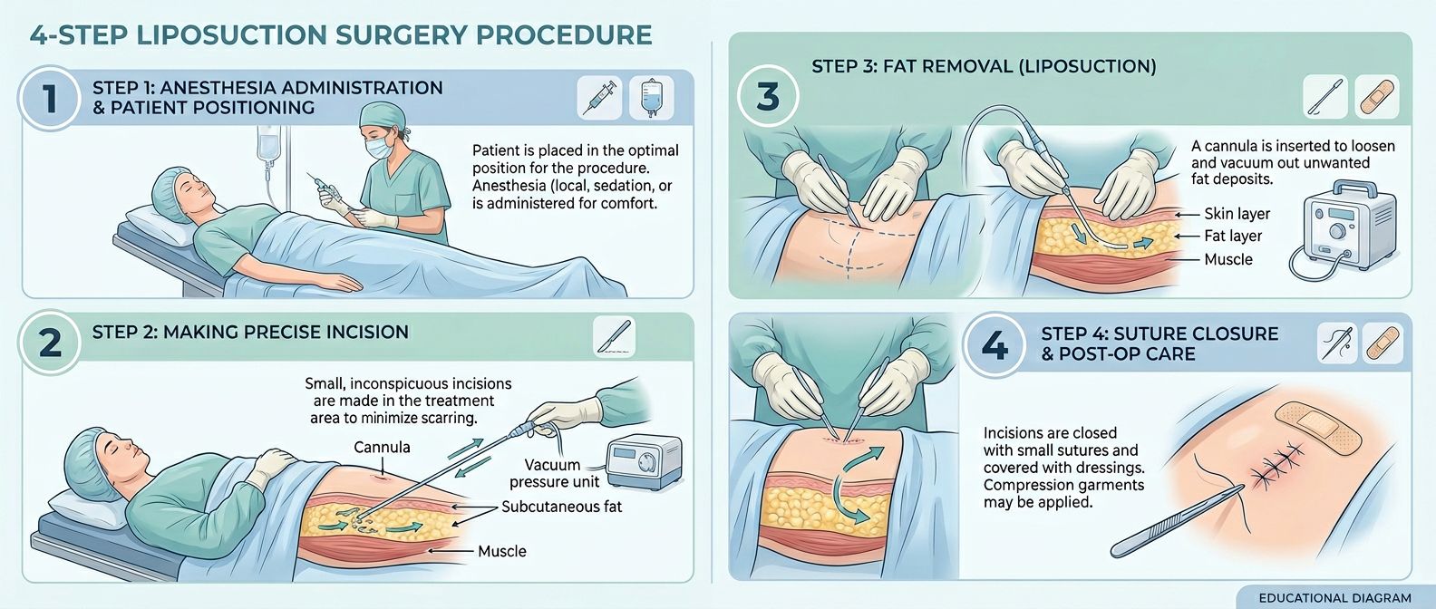 Liposuction Surgery procedure steps - Liposuction Surgery in Huntington Beach CA