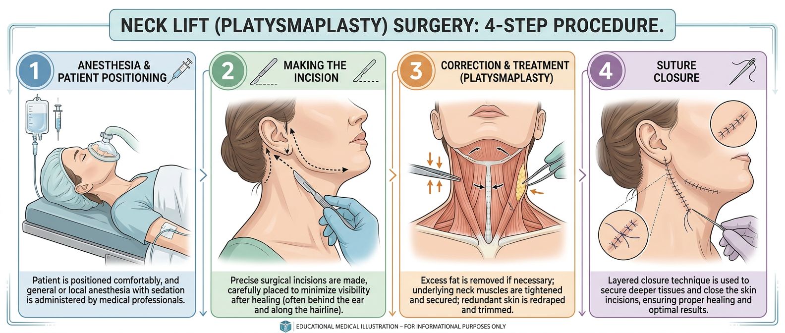 Neck Lift Surgery procedure steps - Neck Lift Surgery in Huntington Beach CA