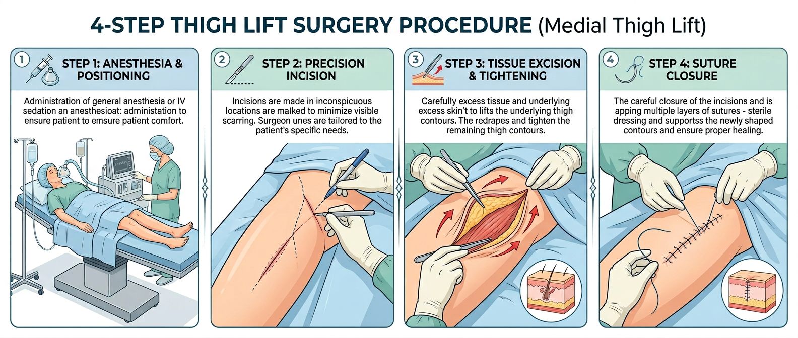Thigh Lift Surgery procedure steps Thigh Lift Surgery procedure steps - Thigh Lift Surgery in Huntington Beach CA