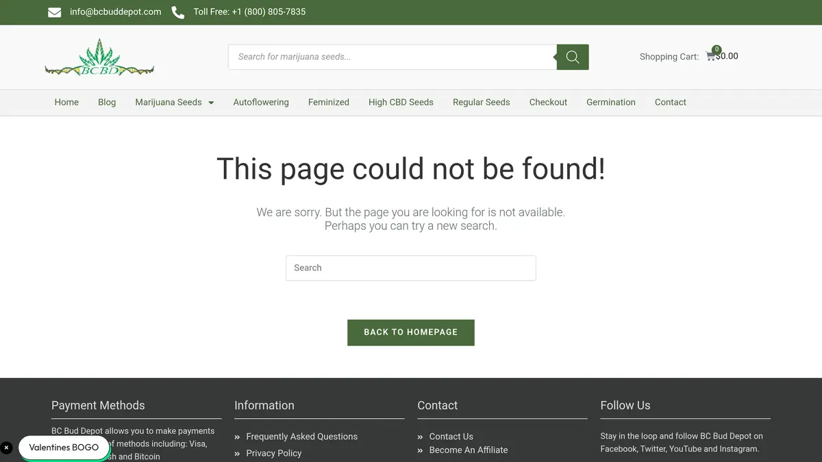 BC Bud Depot website