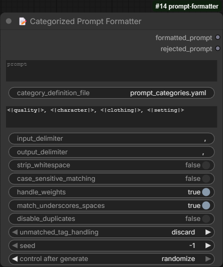 Categorized Prompt Formatter Node UI