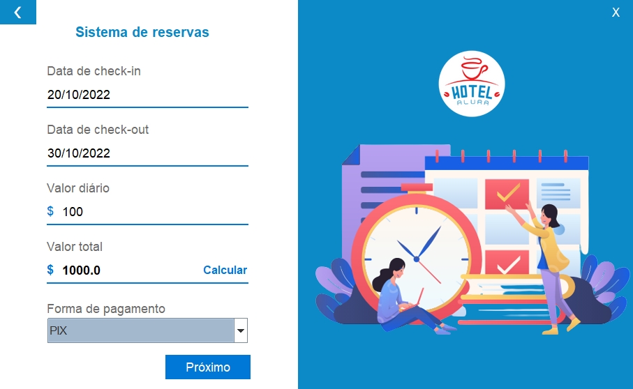 Tela de registro com 5 campos para input do usuário e botão próximo