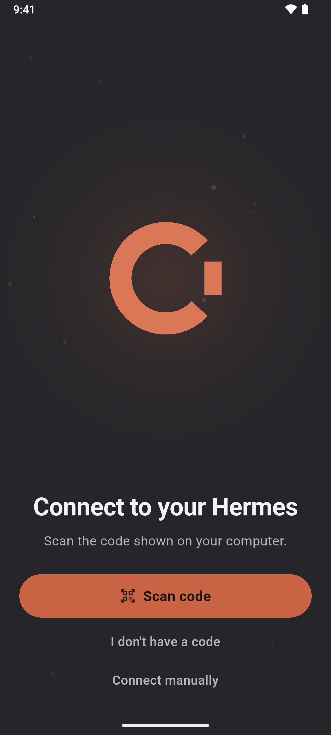 The first-run opening screen
