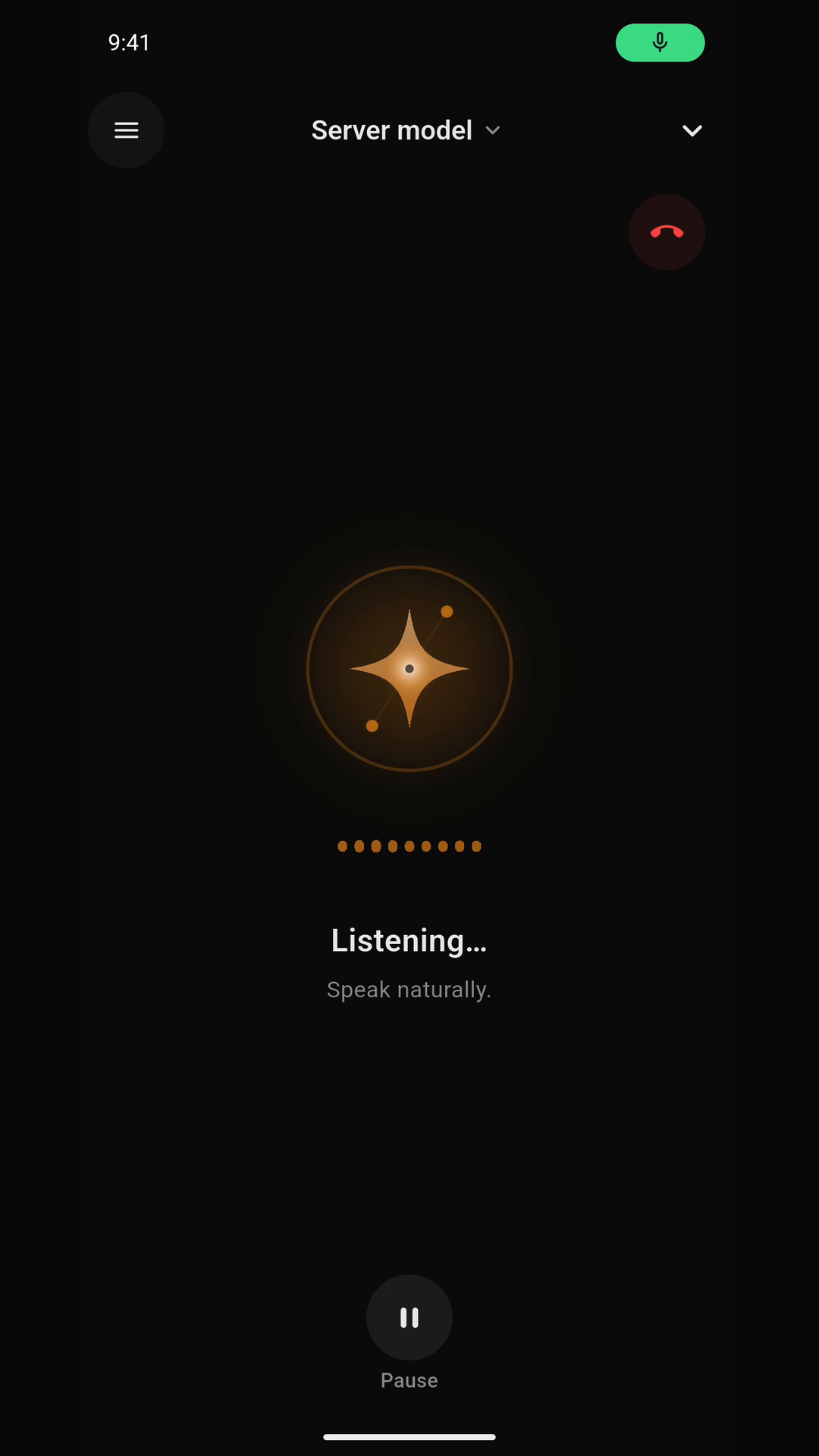 Hermes Console dedicated Voice screen