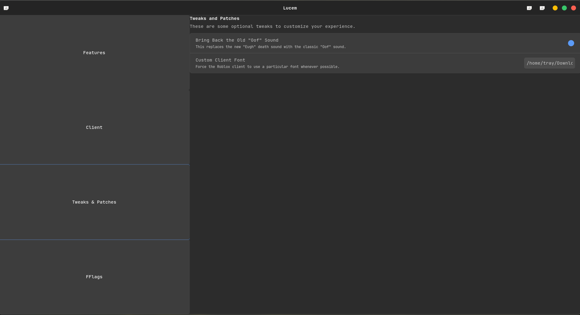 A demo of Lucem's nice looking GTK4 based settings menu