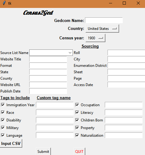 Screenshot of Census2Ged