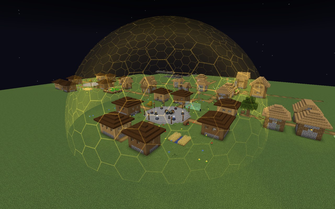 The Star Shield over a village at night