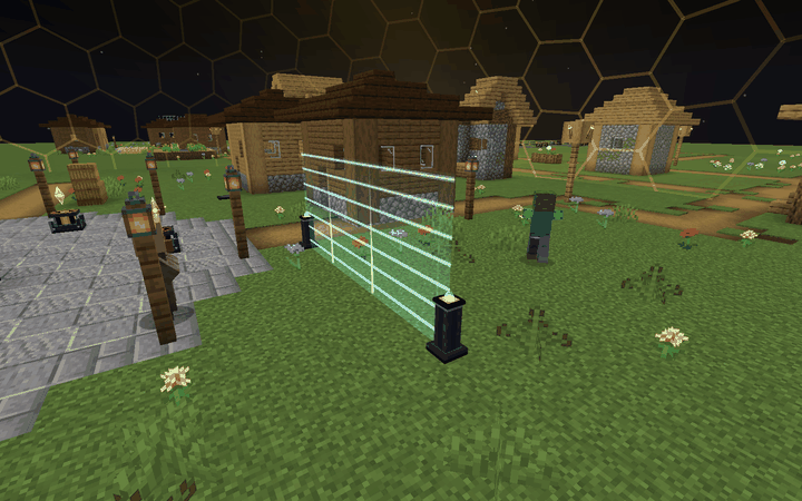 Hostile mobs bounce off the Light Fence, villagers walk through