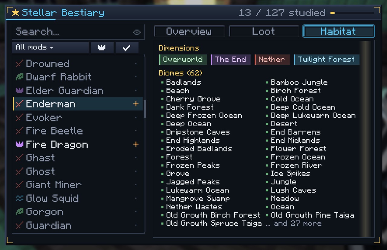 Bestiary: where the mob lives
