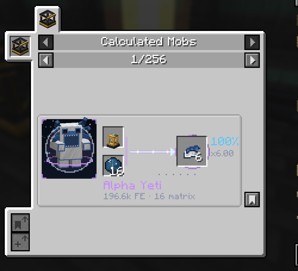 The JEI category of Calculated Mobs