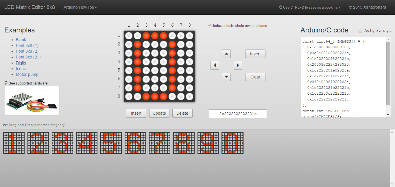 Screenshot редактора для LED матриц
