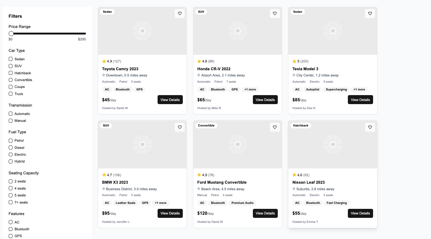 CarBnB screenshot