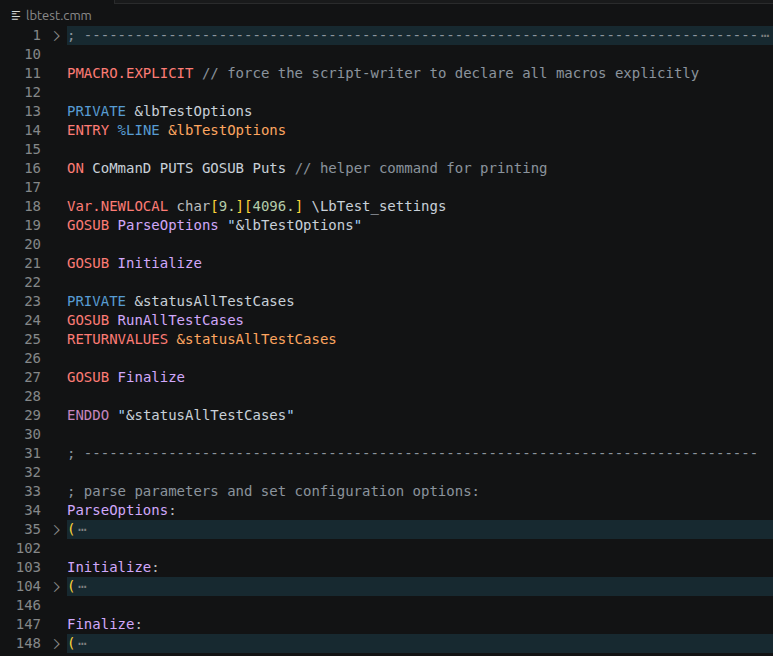 Sample screenshot for code folds