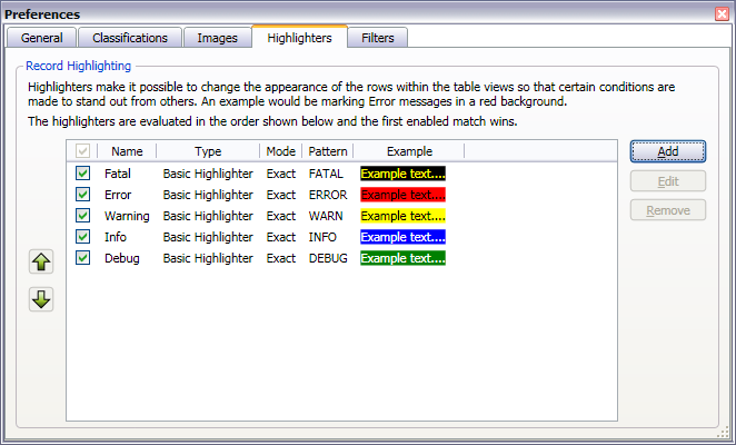 Preferences - Highlighters