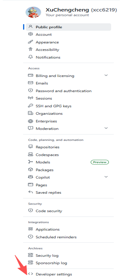 developer settings