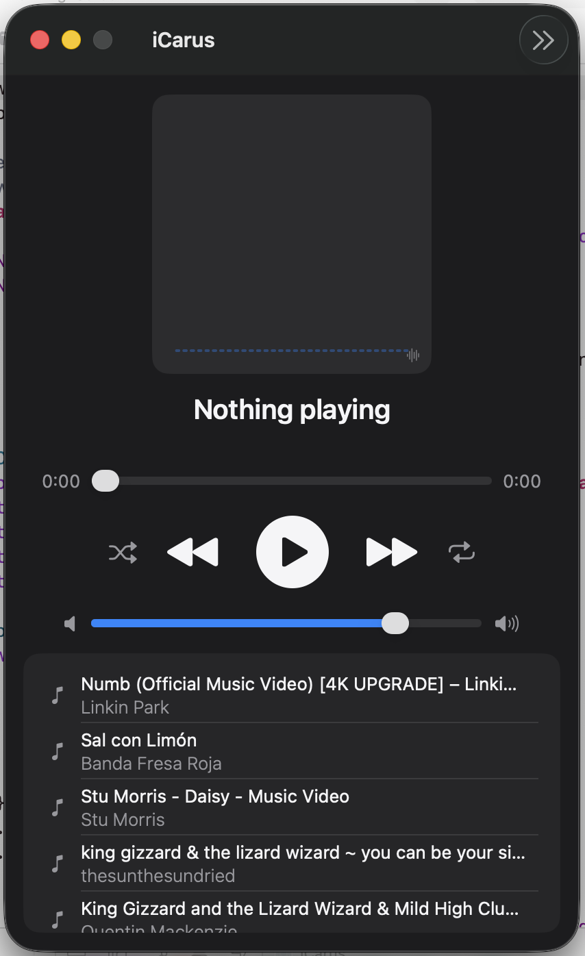 iCarus classic player interface