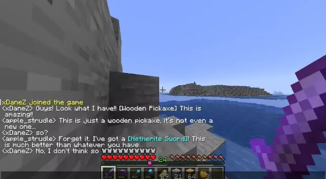 A simple conversation with displayed items in chat