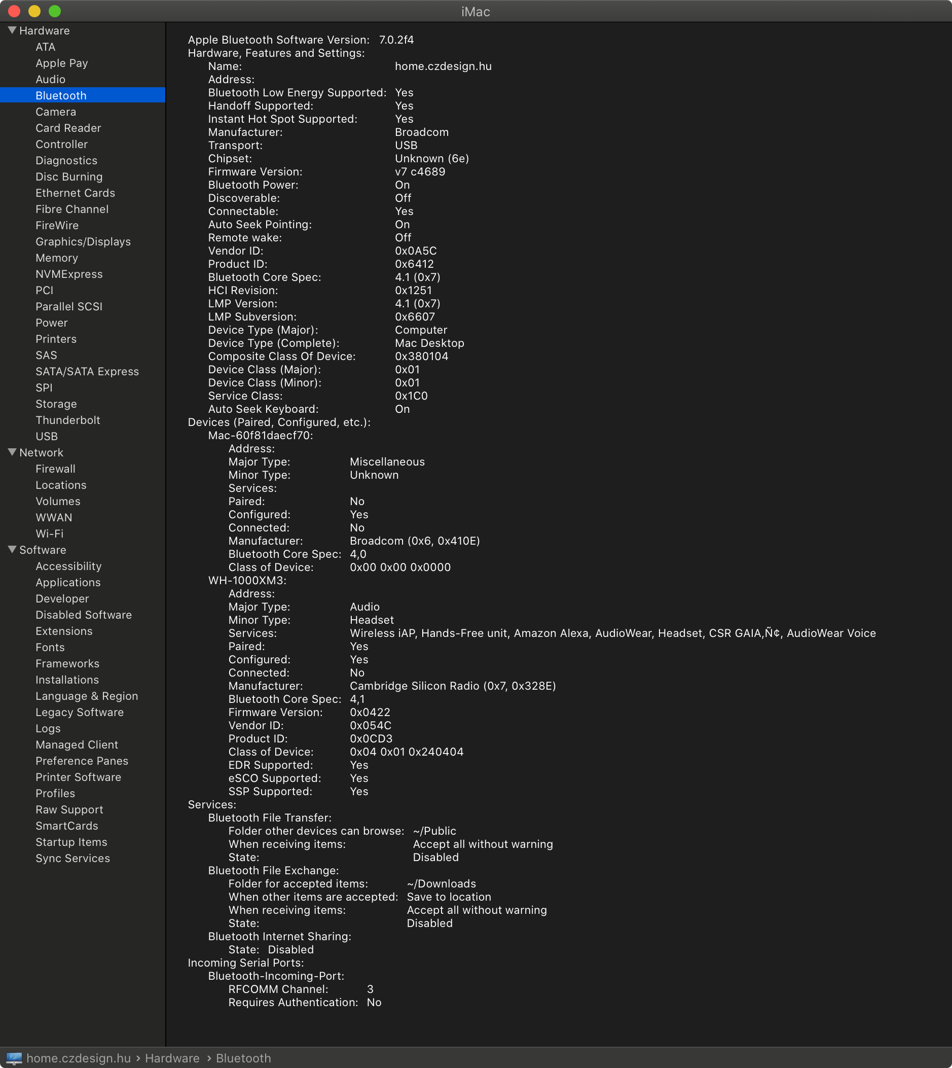 System Info Bluetooth