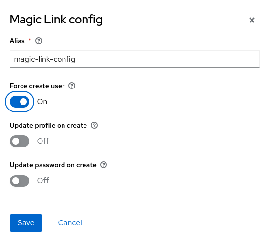 Configure Magic Link Authenticator with options