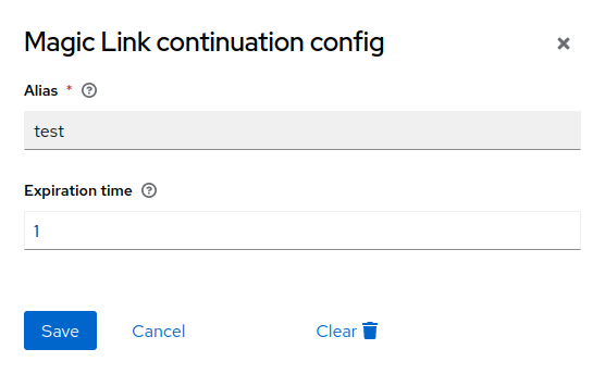 Configure Magic Link continuation Authenticator with options