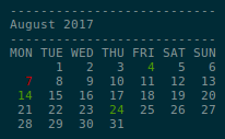 gocal cli calendar